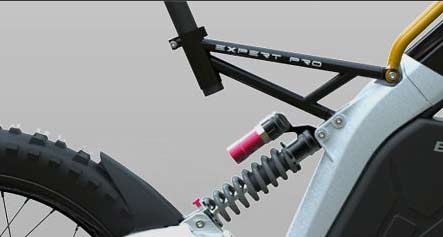 Subchasis del asiento y amortiguador trasero regulable de la nueva Bultaco Brinco nueva-bultaco-brinco-amortiguador-basculante-subchasis